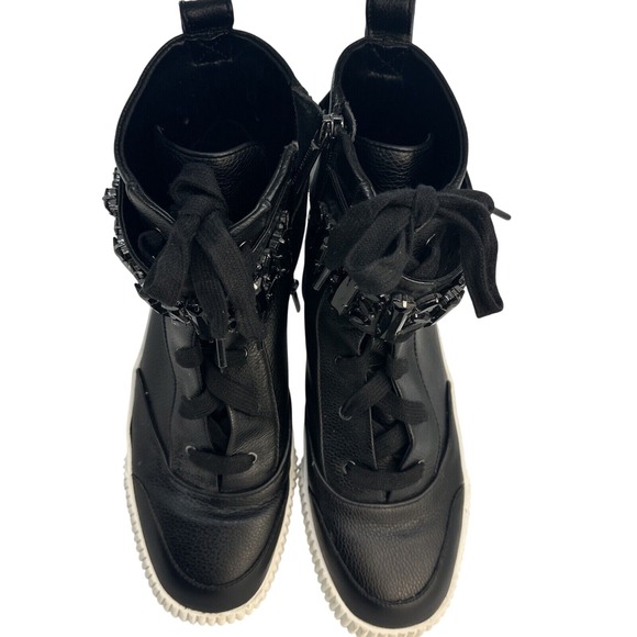 Karl Lagerfeld Paris Jeren Embellished Leather High-Top‎ Sneakers Size 9 - Picture 6 of 13